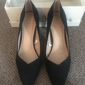 Black Suede Point Toe Low Stiletto
